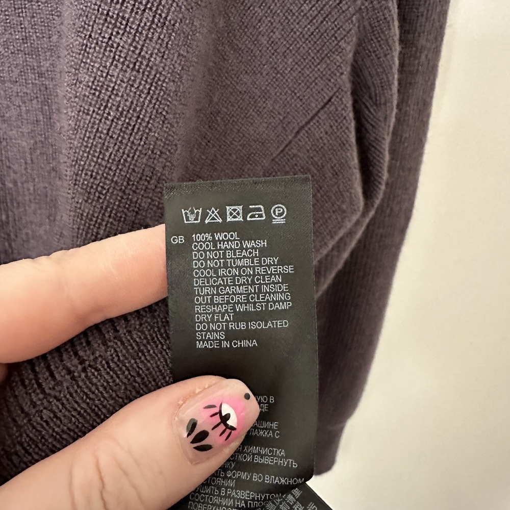 Reiss Plum Brown Corin 100% Wool Funnel Neck Sweater Women's Size Medium - Picture 7 of 7